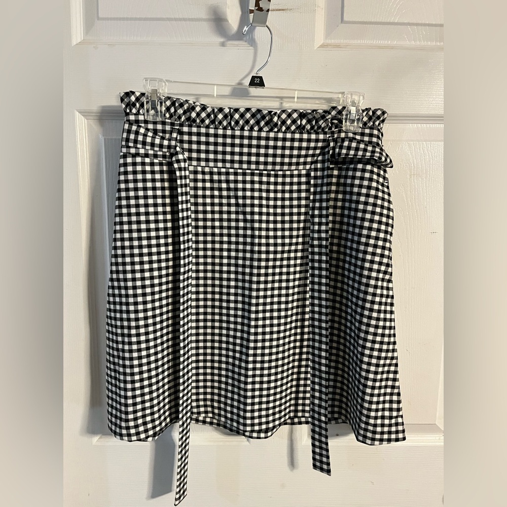 Cynthia Rowley Black and White Checkered A-Line Skirt